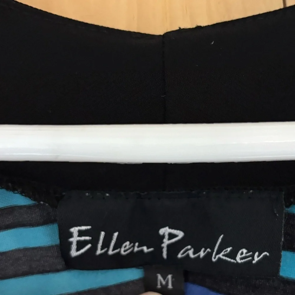 Ellen Parker Striped Blue and Black Maxi Dress size medium- cool and comfortable